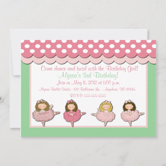 Chicas de ballet Invitación de cumpleaños (Anverso)