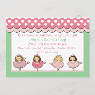 Chicas de ballet Invitación de cumpleaños