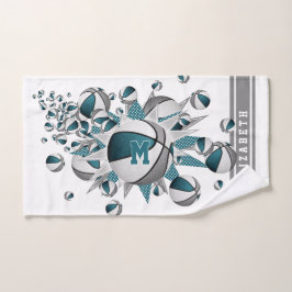 chicas de baloncesto gris verde azulado monogramad