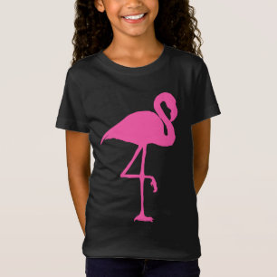 Chicas de camisetas negras PINK FLAMINGO TEES