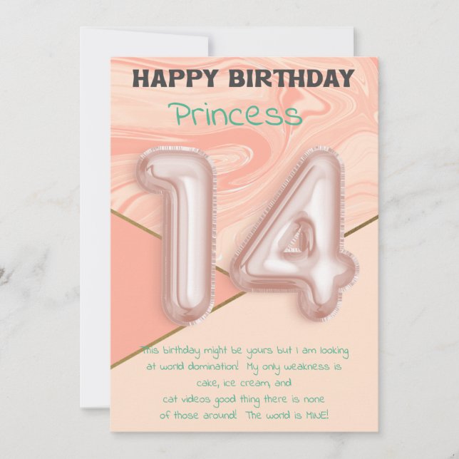 Chicas de catorce años Tarjeta de cumpleaños feliz (Anverso)