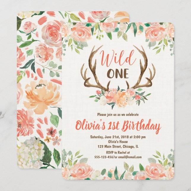 chicas de ciervos  de invitaciones para un solo cu (Anverso / Reverso)