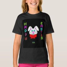 Chicas de conejo de Pascua Camiseta básica negra
