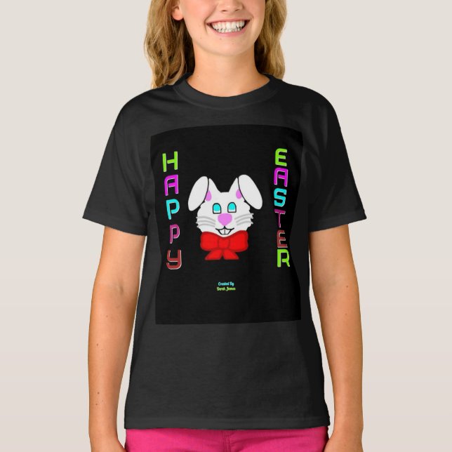 Chicas de conejo de Pascua Camiseta básica negra (Anverso)
