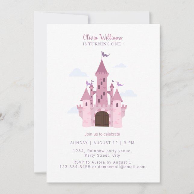 Chicas de Cute Princess Castel Invitación de prime (Anverso)