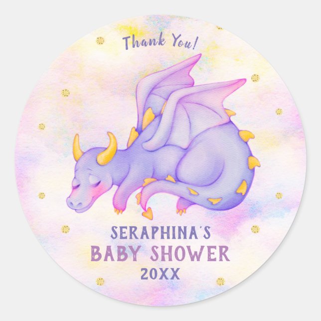 Chicas de Cute Purple Dragon Pegatina de Baby Show (Anverso)