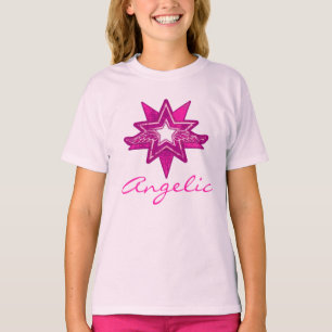 Chicas de estrellas angélicas camiseta de tonos ro