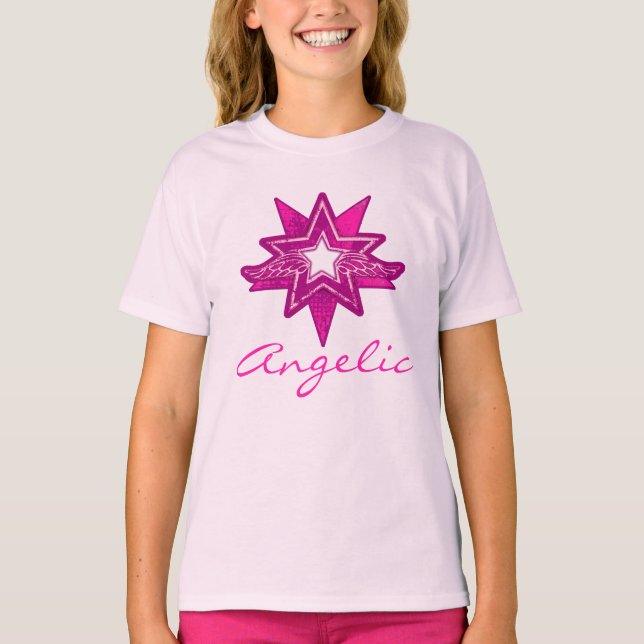 Chicas de estrellas angélicas camiseta de tonos ro (Anverso)
