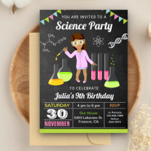 Chicas de experimentos de ciencia loca invitación 