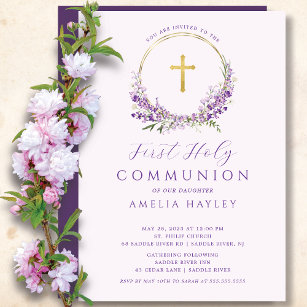 Chicas de Flores Lilac Invitación de la Primera Co