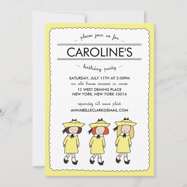 Chicas de Francia | Invitación de cumpleaños (Anverso)