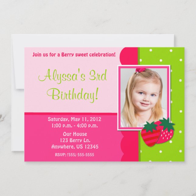 Chicas de fresa - Invitación al cumpleaños (Anverso)