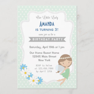 Chicas de hadas Invitación de cumpleaños Mint Gree