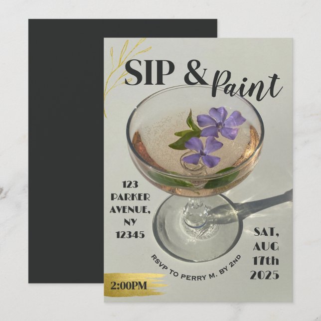 Chicas De Invitación A Pintar Y Sip De Noche En (Anverso / Reverso)