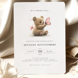 Chicas de invitaciones a Baby Shower de oso rosado