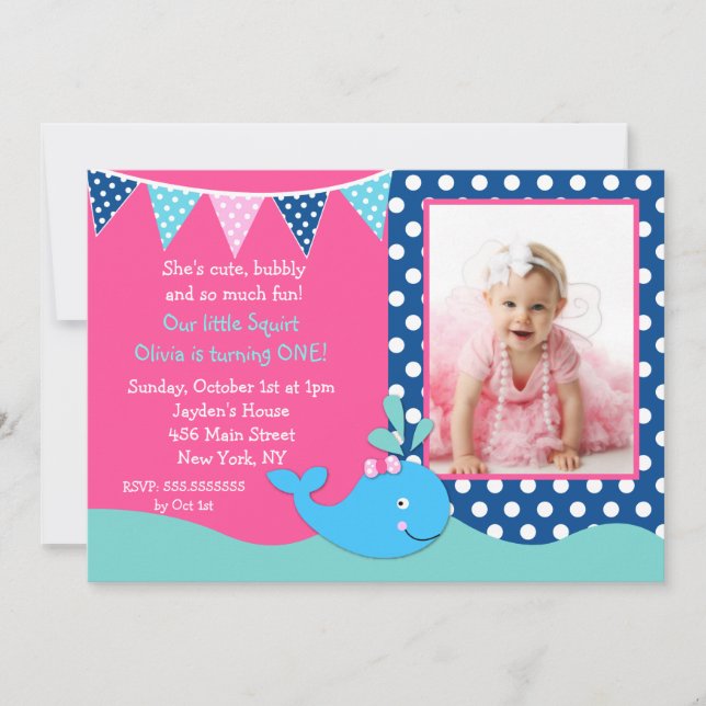 Chicas de invitaciones a fiesta de cumpleaños con  (Anverso)