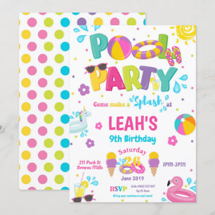 Chicas de invitaciones de cumpleaños de Fiesta de