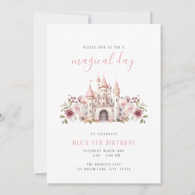 Chicas de invitaciones de cumpleaños del Castillo  (Anverso)