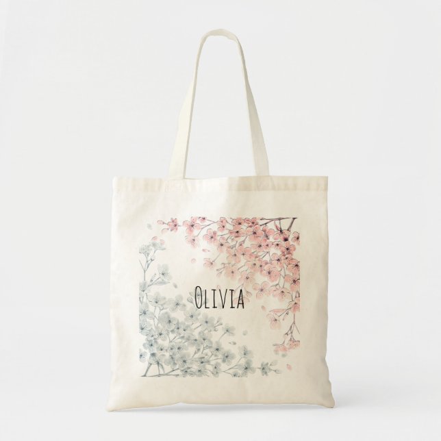 Chicas de la bolsa de la tote con flores refinadas (Frente)