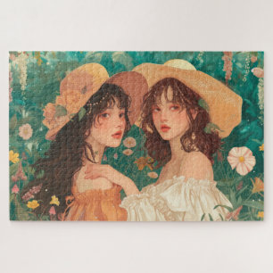 Chicas de la fiesta de jardín rompecabezas