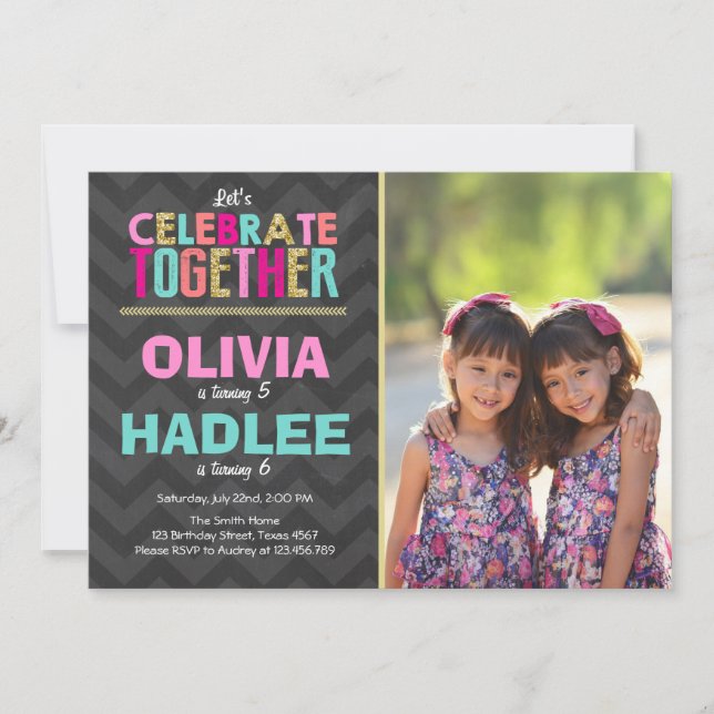 Chicas de la invitación a la fiesta de cumpleaños  (Anverso)