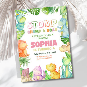 Chicas de la invitación al cumpleaños de Dinosaur