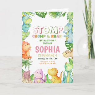 Chicas de la invitación al cumpleaños de Dinosaur