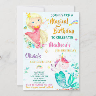 Chicas de la invitación al cumpleaños de Mermicorn