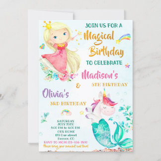 Chicas de la invitación al cumpleaños de Mermicorn