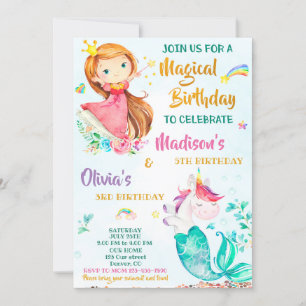 Chicas de la invitación al cumpleaños de Mermicorn