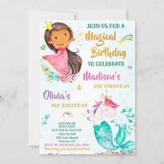 Chicas de la invitación al cumpleaños de Mermicorn