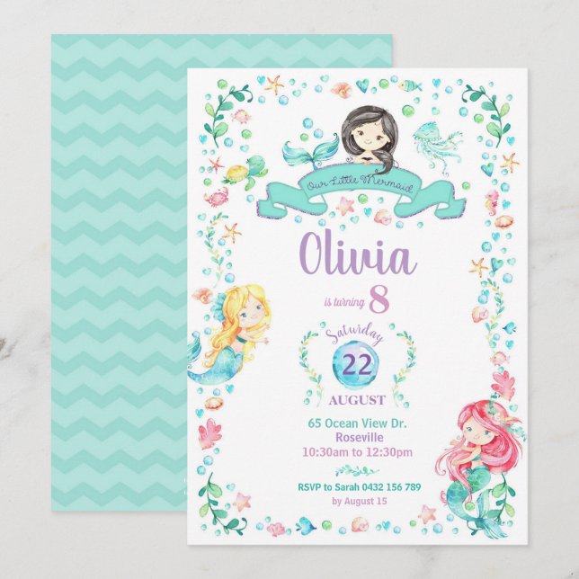 Chicas de la invitación al cumpleaños de sirvienta (Anverso / Reverso)