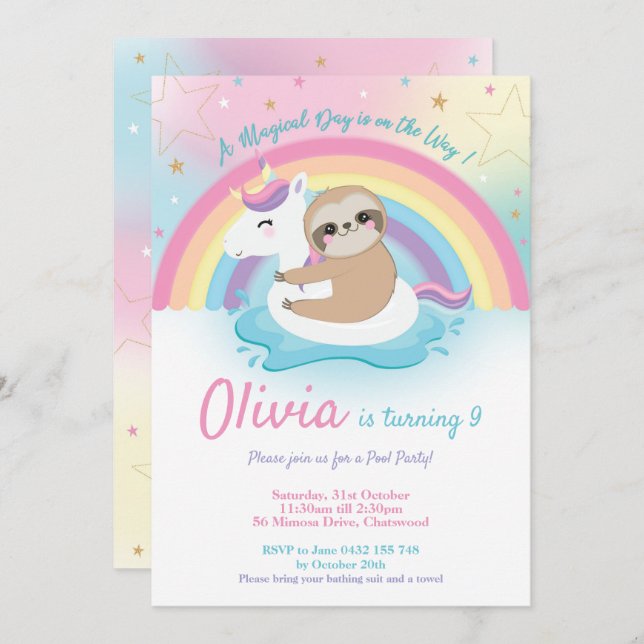 Chicas de la invitación de cumpleaños de Fiesta de (Anverso / Reverso)