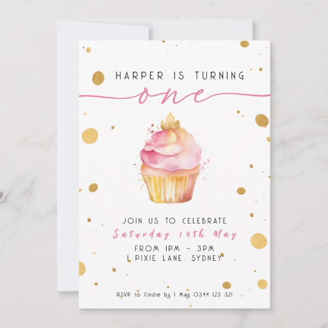Chicas de la Invitación de Cumpleaños del Pastel d (Anverso)