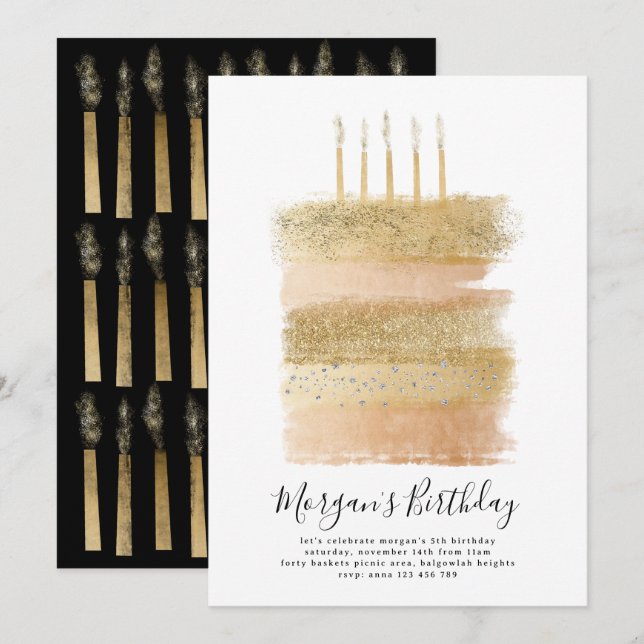 Chicas de la invitación por cumpleaños, oro por qu (Anverso / Reverso)