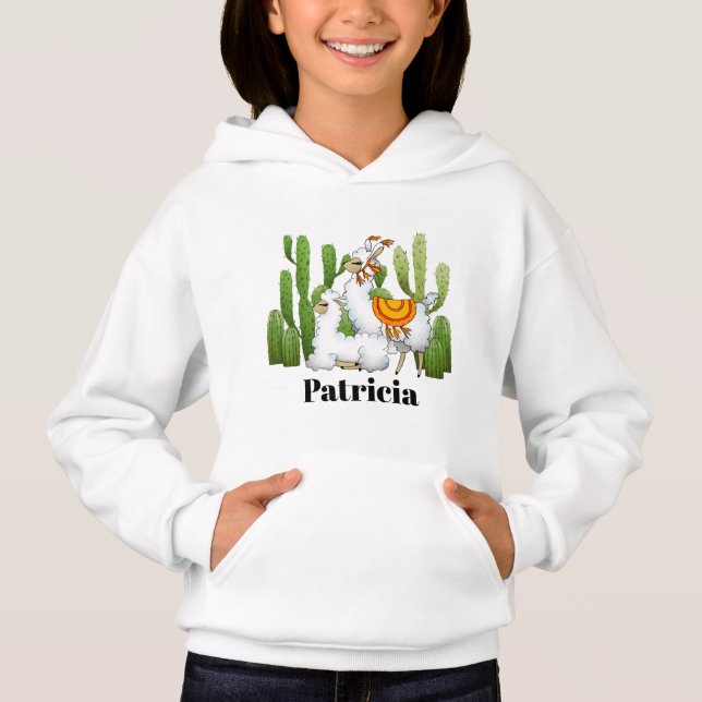 Chicas de la llama de Cute añaden el nombre hoodie (Anverso)