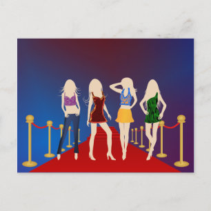 Chicas de la moda azul en la tarjeta postal de la 