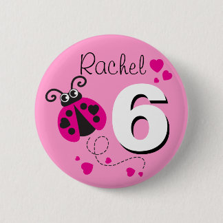 Chicas de Ladybug botón rosado de nombre de cumple