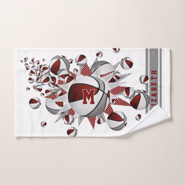 chicas de las estrellas de baloncesto gris maroon  (Toalla de mano)