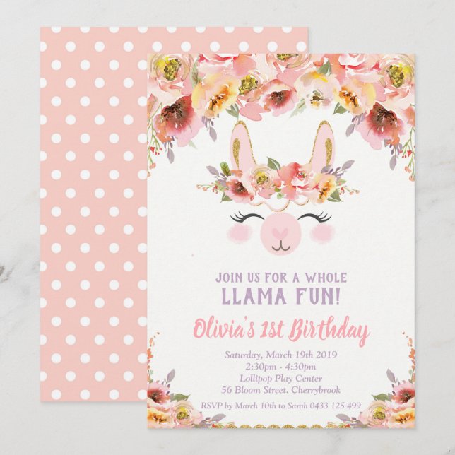 Chicas de las invitaciones del cumpleaños de la (Anverso / Reverso)
