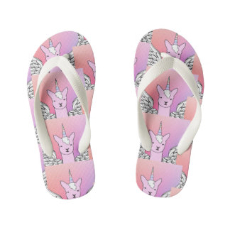Chicas de Llama de Unicornio colocan chanclas