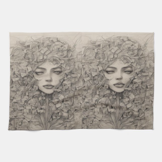 Chicas de lujo de mamá plantilla toallas de cocina (Horizontal)