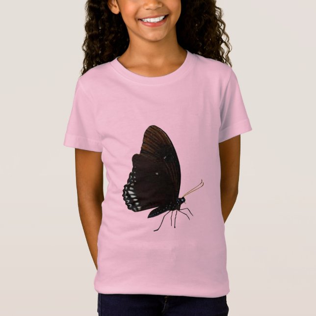 Chicas de mariposa negra camiseta rosa (Anverso)