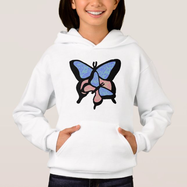 Chicas de mariposas azules y rosas Hoodie (Anverso)