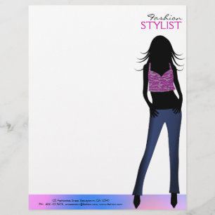 Chicas de moda con plantilla de membrete de jeans 