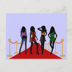 Chicas de moda en la tarjeta postal de la alfombra