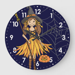 chicas de niños lindo reloj de pared de halloween