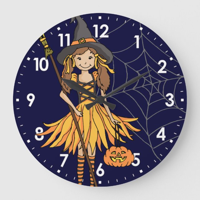 chicas de niños lindo reloj de pared de halloween (Anverso)