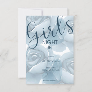 Chicas De Noche En | Invitación floral de color az