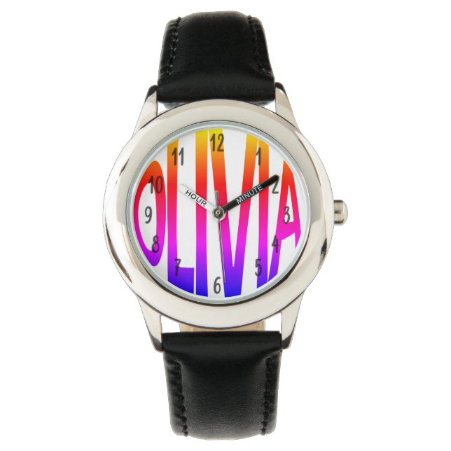 Chicas de Olivia nombran a coloridos niños reloj (Anverso)